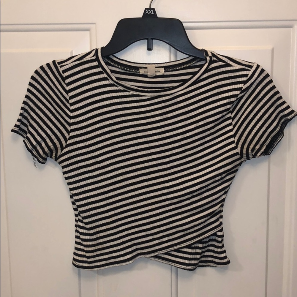 Black and white striped urban outfitters crop top